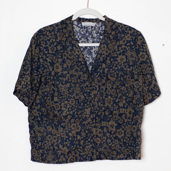 Everlane The Linen Workwear Shirt in Midnight Floral - Picture 1 of 6